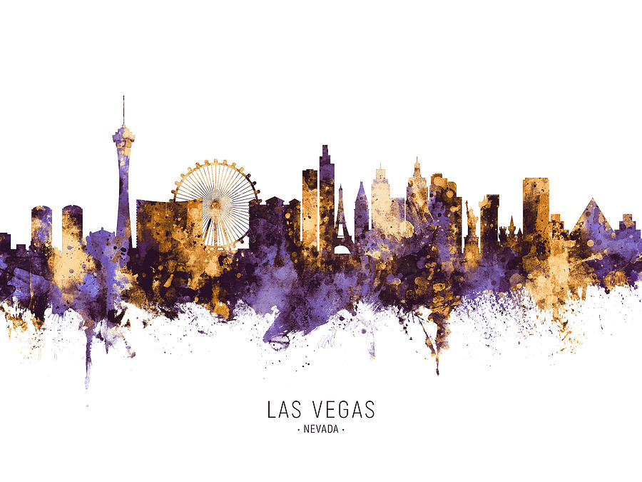 Las Vegas Digital Art - Las Vegas Nevada Skyline #28 by Michael Tompsett