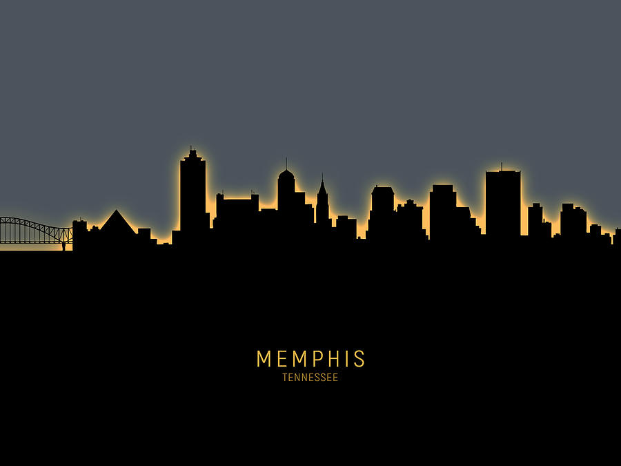 Memphis Digital Art - Memphis Tennessee Skyline #28 by Michael Tompsett