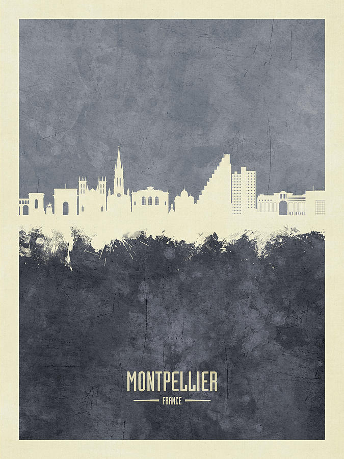 Skyline Digital Art - Montpellier France Skyline #28 by Michael Tompsett
