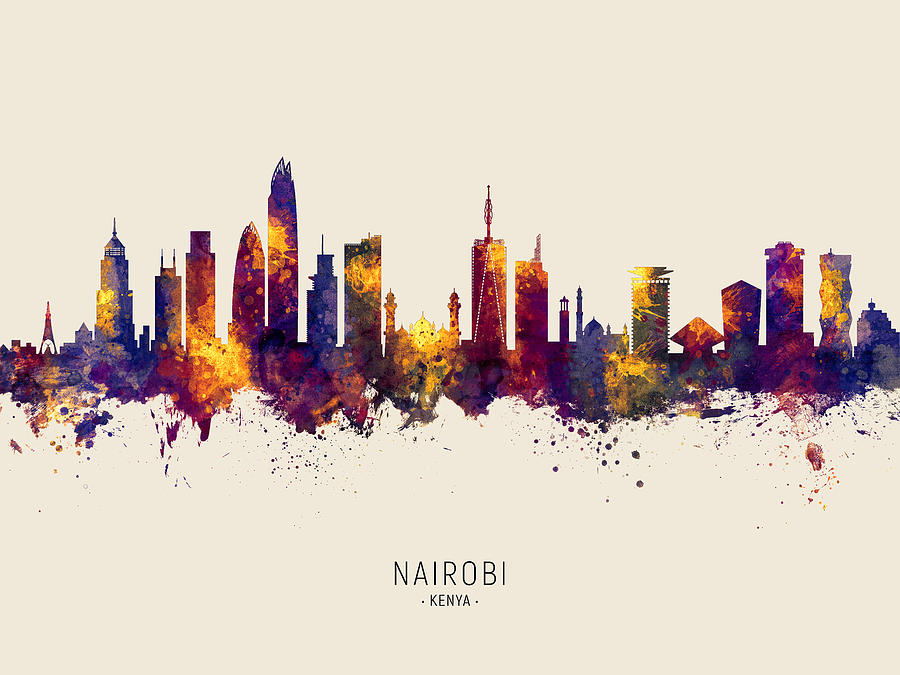 Nairobi Kenya Skyline #28 Digital Art by Michael Tompsett