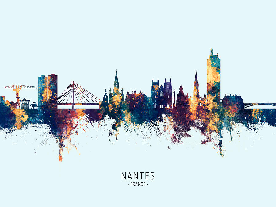 Nantes France Skyline #28 Digital Art by Michael Tompsett