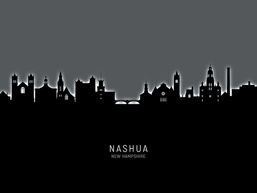 Nashua New Hampshire Skyline #28 Digital Art by Michael Tompsett