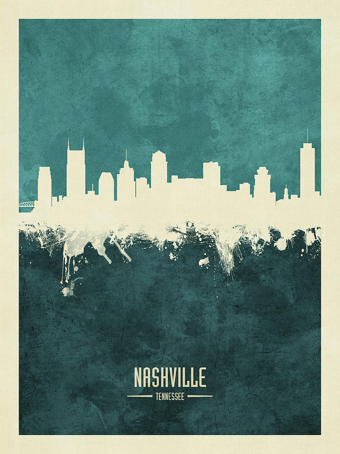 Nashville Tennessee Skyline #28 Digital Art by Michael Tompsett