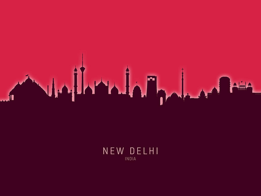 New Delhi India Skyline #28 Digital Art by Michael Tompsett