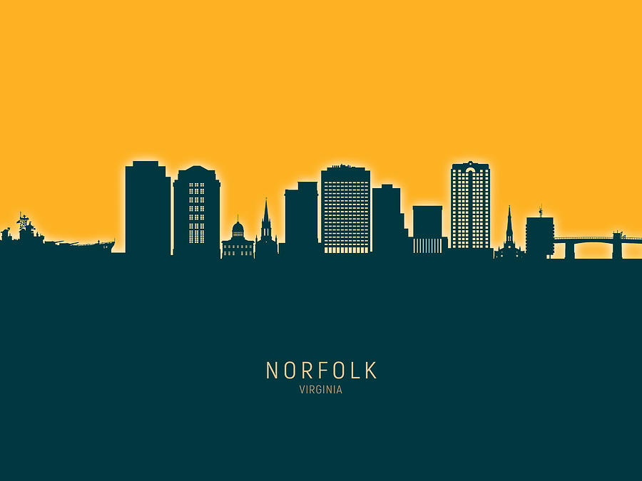 Norfolk Virginia Skyline #17 Digital Art by Michael Tompsett