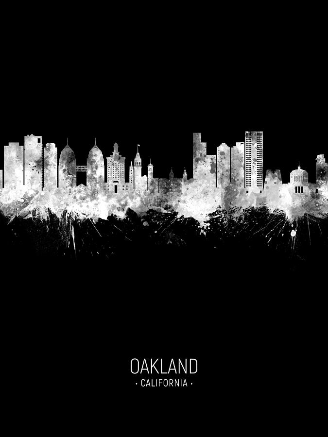 Oakland Digital Art - Oakland California Skyline #28 by Michael Tompsett