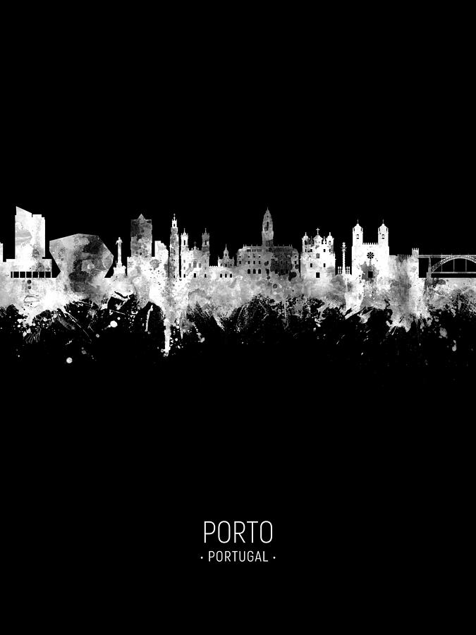 Skyline Digital Art - Porto Portugal Skyline #28 by Michael Tompsett