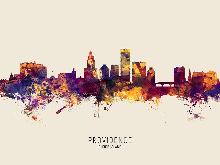 Skyline Digital Art - Providence Rhode Island Skyline #28 by Michael Tompsett