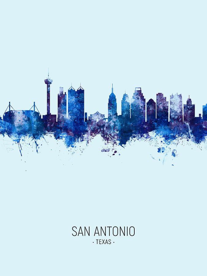 San Antonio Texas Skyline #28 Digital Art by Michael Tompsett