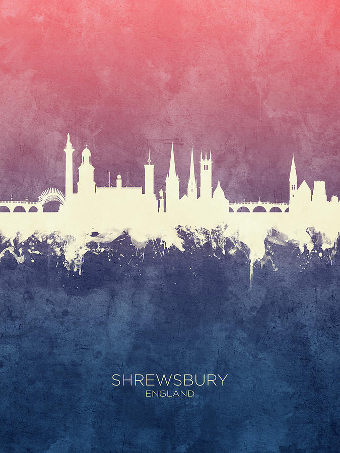 Shrewsbury England Skyline #28 Digital Art by Michael Tompsett
