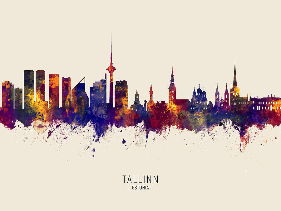 Skyline Digital Art - Tallinn Estonia Skyline #28 by Michael Tompsett