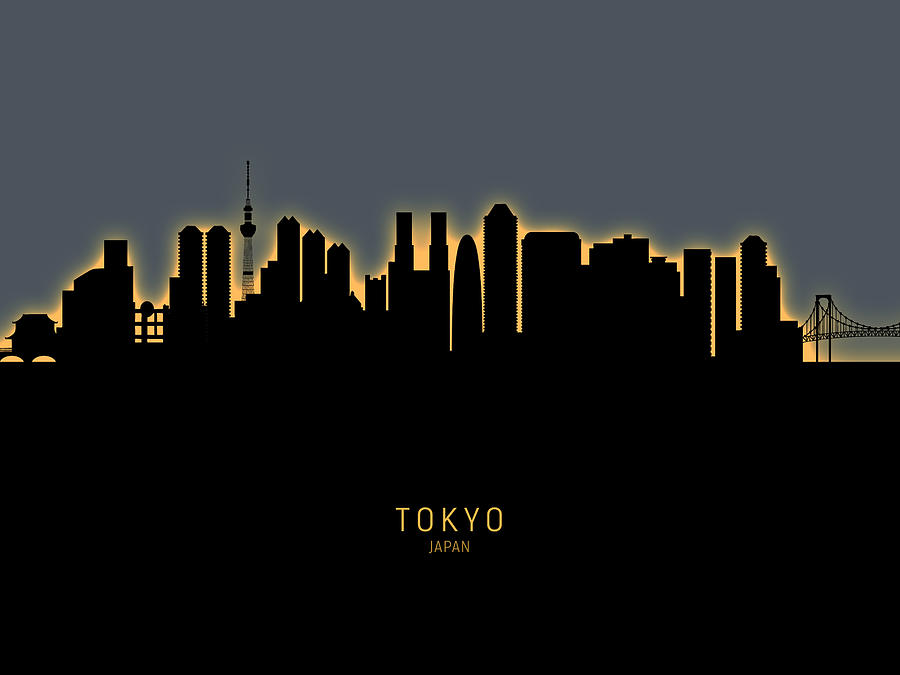 Tokyo Skyline Digital Art - Tokyo Japan Skyline #28 by Michael Tompsett