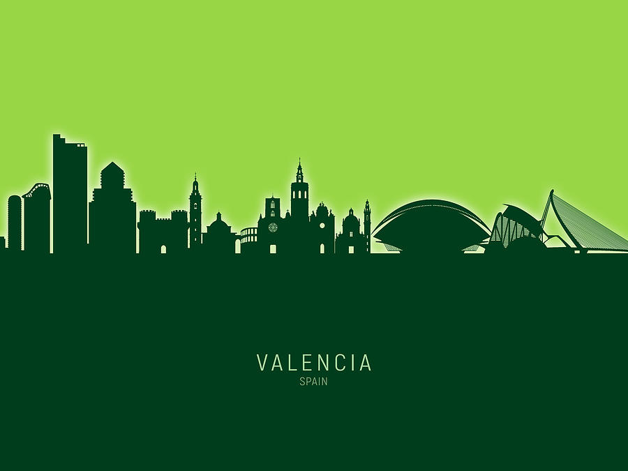 Valencia Spain Skyline #28 Digital Art by Michael Tompsett