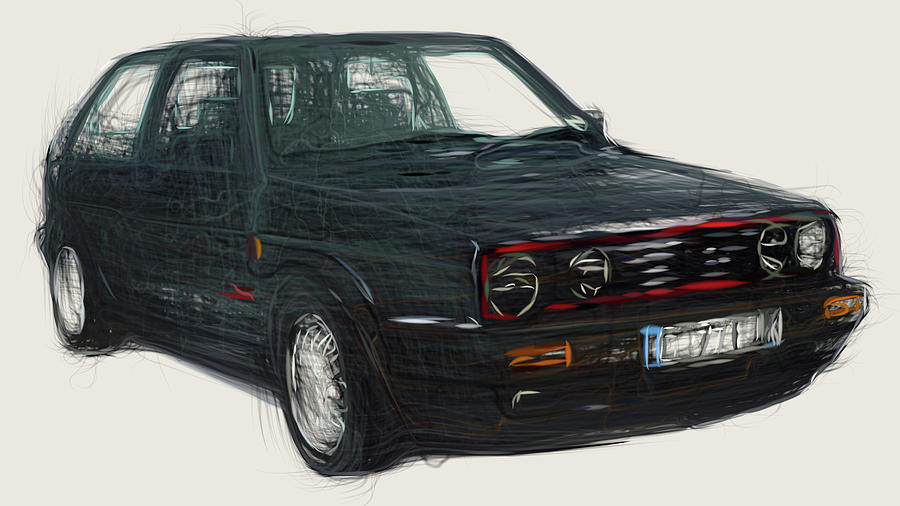 Volkswagen Golf GTI Drawing #28 Digital Art by CarsToon Concept