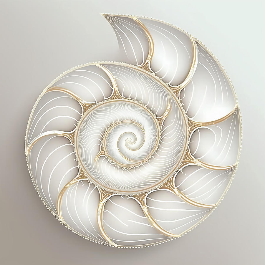 White Pearl Fibonacci Golden Ratio Style #25 Drawing by RAGANA Design ...