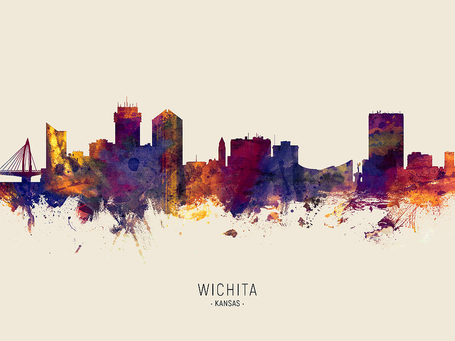 Wichita Digital Art - Wichita Kansas Skyline #28 by Michael Tompsett