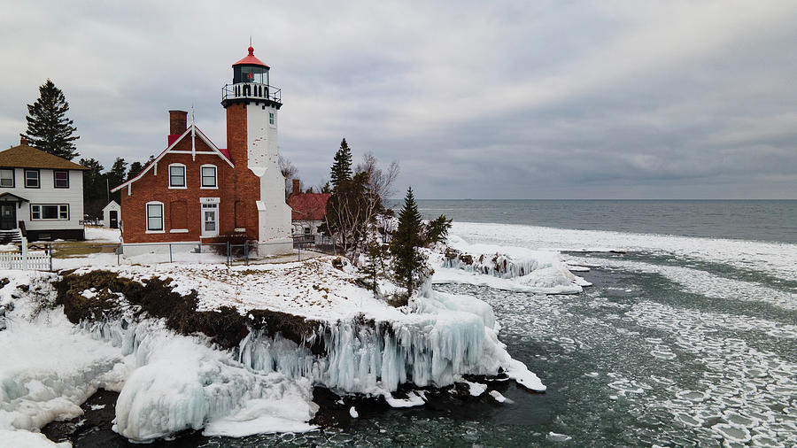 Winter view of Eagle Harbor Lighthouse in Eagle Harbor Michigan #28 Photograph by Eldon McGraw