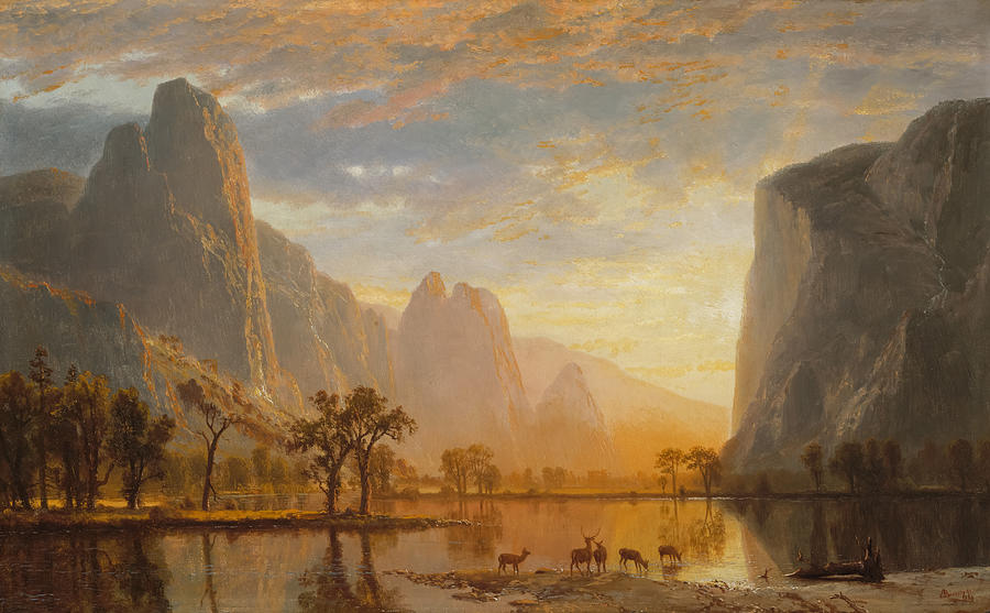 Yosemite Valley By Albert Bierstadt Painting