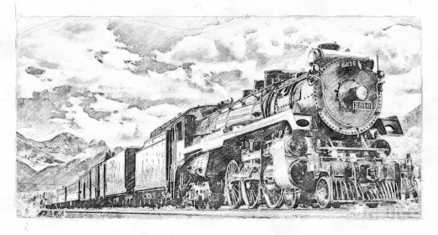 2816 at Banff Siding - Sketch by Brad Allen Fine Art 2816 at Banff Siding - Sketch by Brad Allen Fine Art