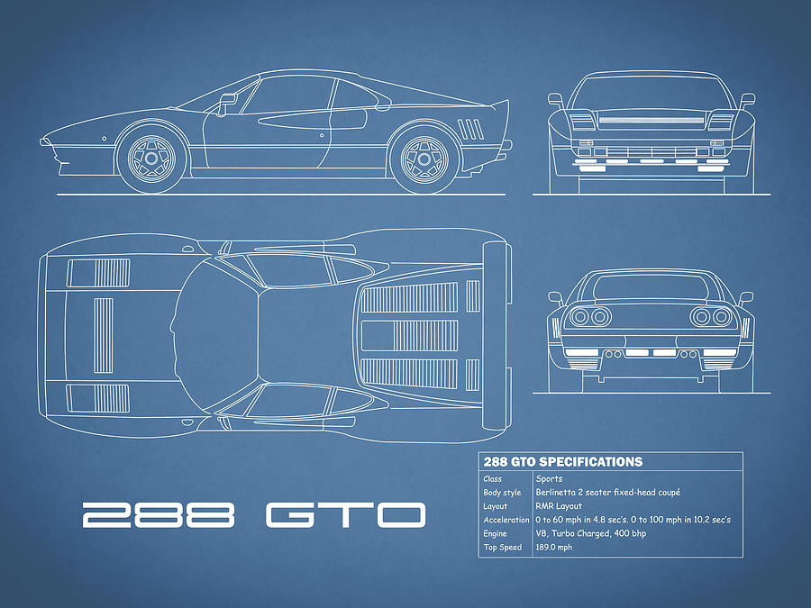 Transportation Photograph - 288 GTO Blueprint by Mark Rogan