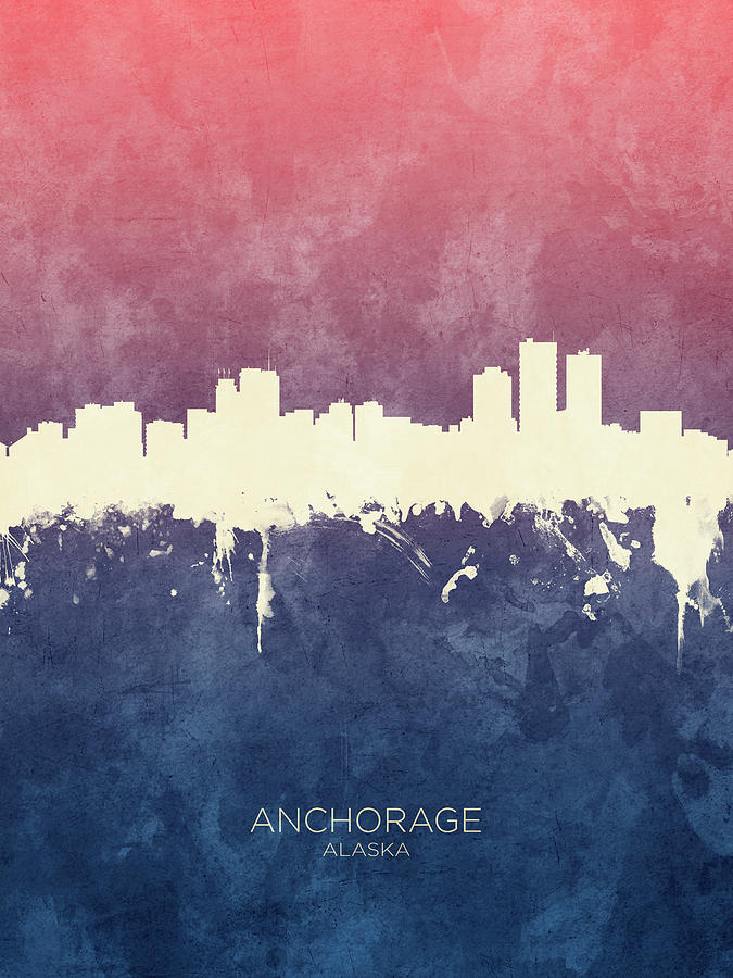 Anchorage Digital Art - Anchorage Alaska Skyline #29 by Michael Tompsett