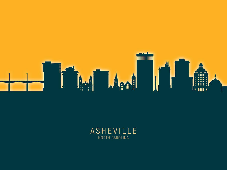 Skyline Digital Art - Asheville North Carolina Skyline #29 by Michael Tompsett