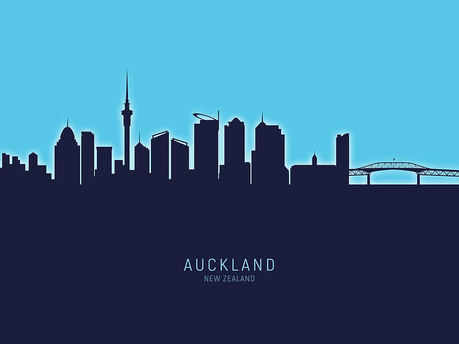 Skyline Digital Art - Auckland New Zealand Skyline #29 by Michael Tompsett
