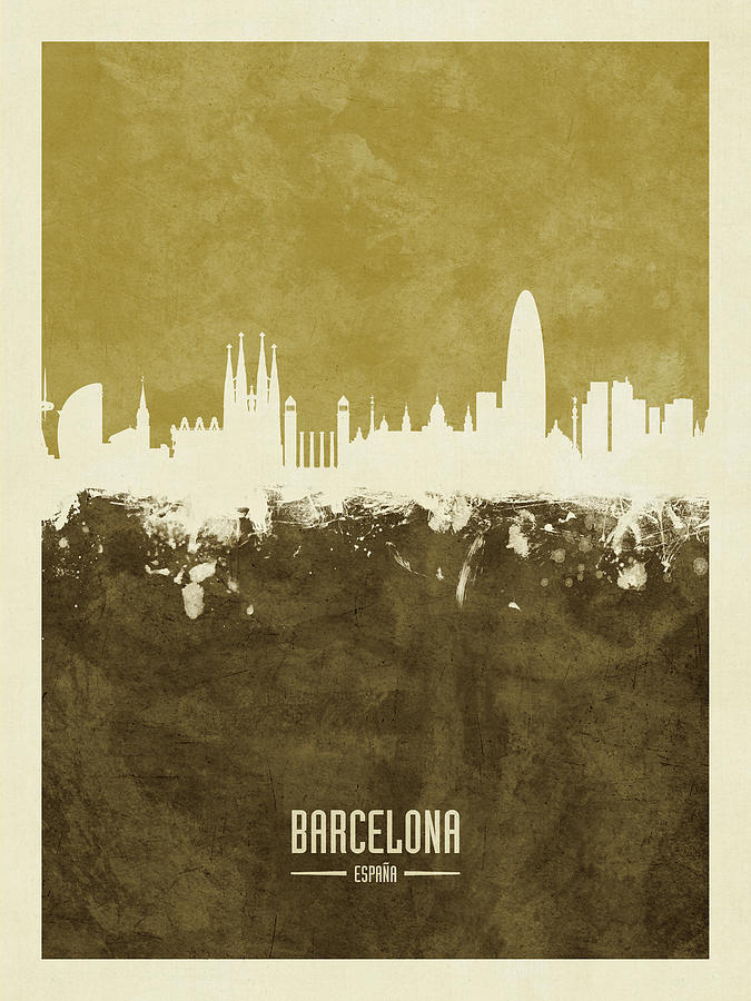 Barcelona Spain Skyline #29 Digital Art by Michael Tompsett