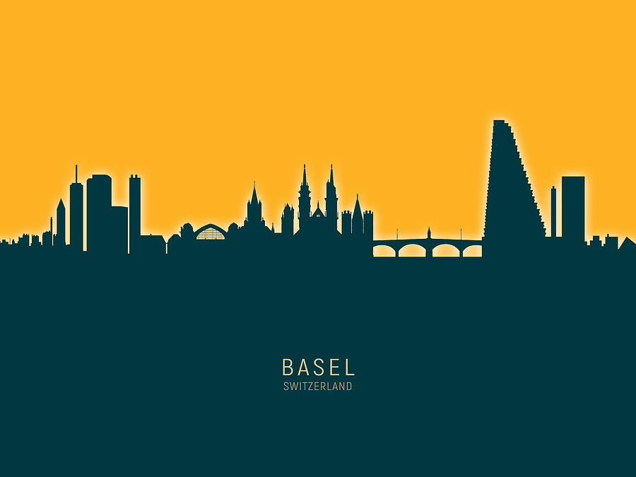 Basel Switzerland Skyline #29 Digital Art by Michael Tompsett