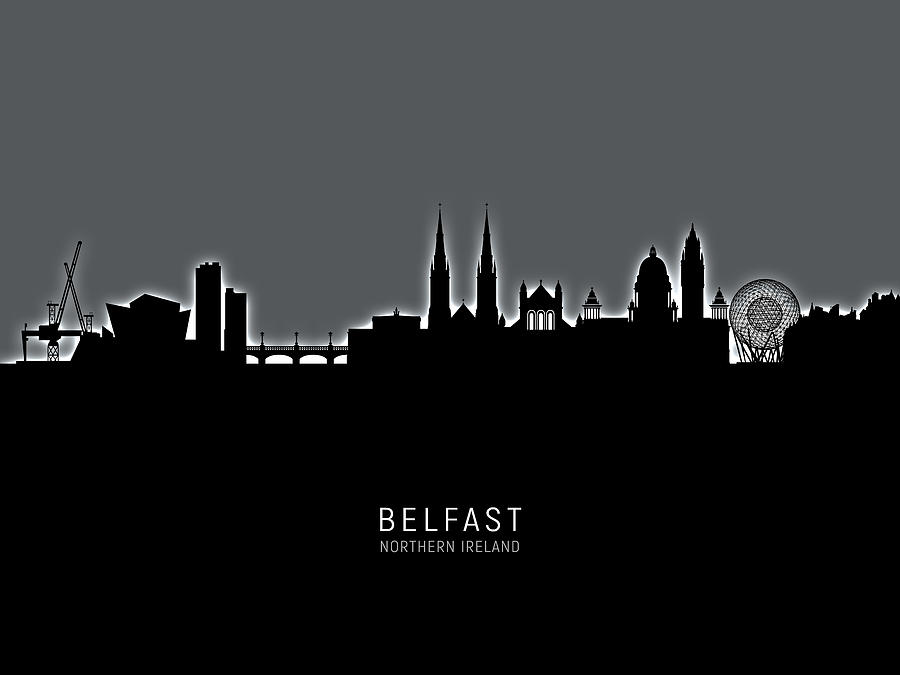 Belfast Northern Ireland Skyline #29 Digital Art by Michael Tompsett