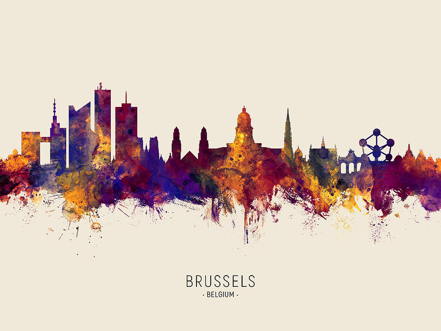 Skyline Digital Art - Brussels Belgium Skyline #29 by Michael Tompsett