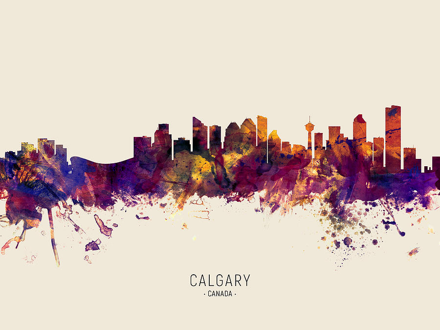Skyline Digital Art - Calgary Canada Skyline #29 by Michael Tompsett