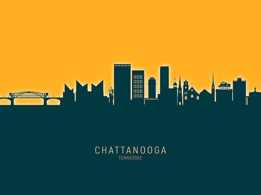 Skyline Digital Art - Chattanooga Tennessee Skyline #29 by Michael Tompsett
