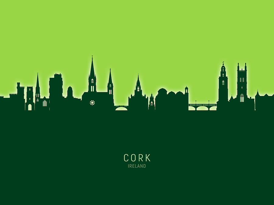 Cork Digital Art - Cork Ireland Skyline #29 by Michael Tompsett