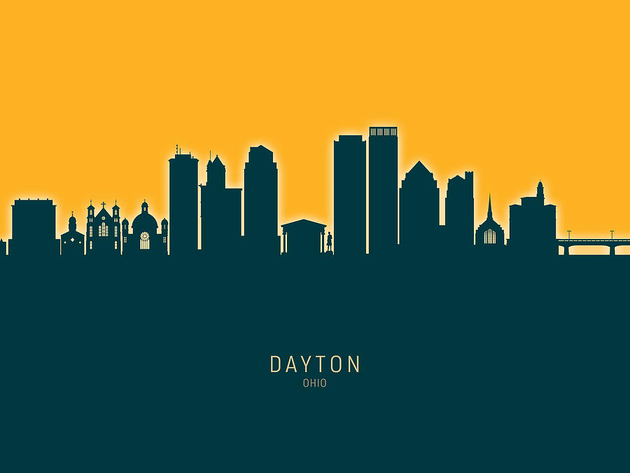 Skyline Digital Art - Dayton Ohio Skyline #29 by Michael Tompsett