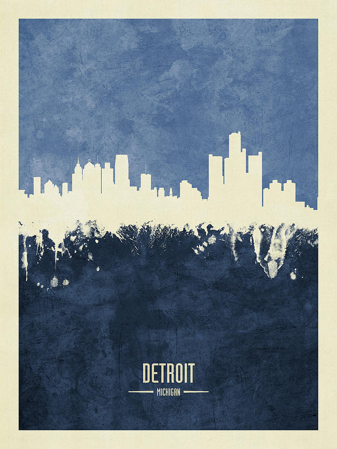 Detroit Michigan Skyline #29 Digital Art by Michael Tompsett