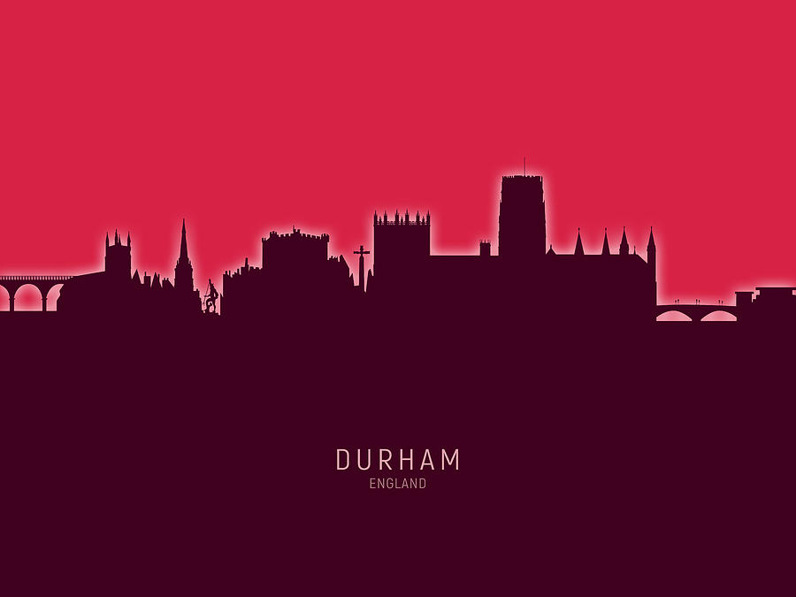 Durham Digital Art - Durham England Skyline Cityscape #29 by Michael Tompsett
