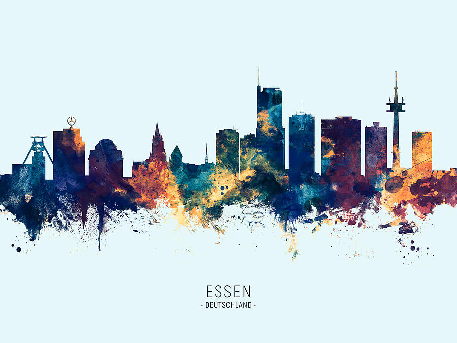 Essen Germany Skyline #29 Digital Art by Michael Tompsett