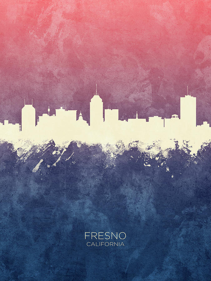 Fresno Digital Art - Fresno California Skyline #29 by Michael Tompsett