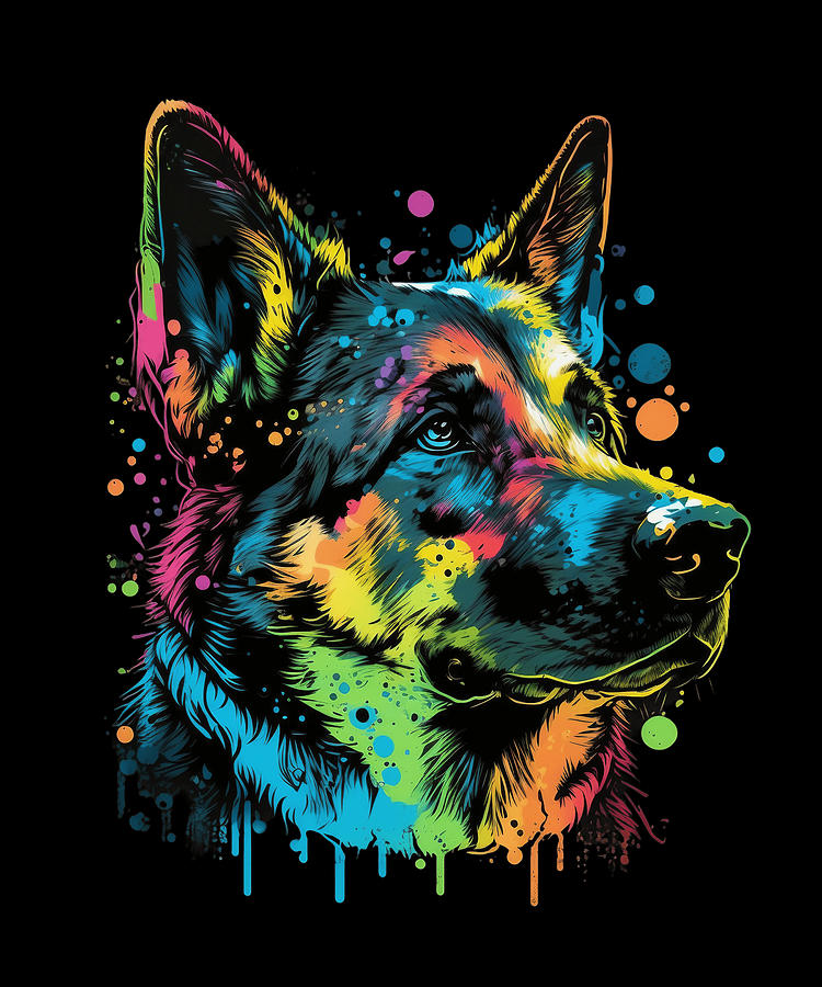 German Shepherd Splash Art I Pop Art German Shepherd Digital Art by ...