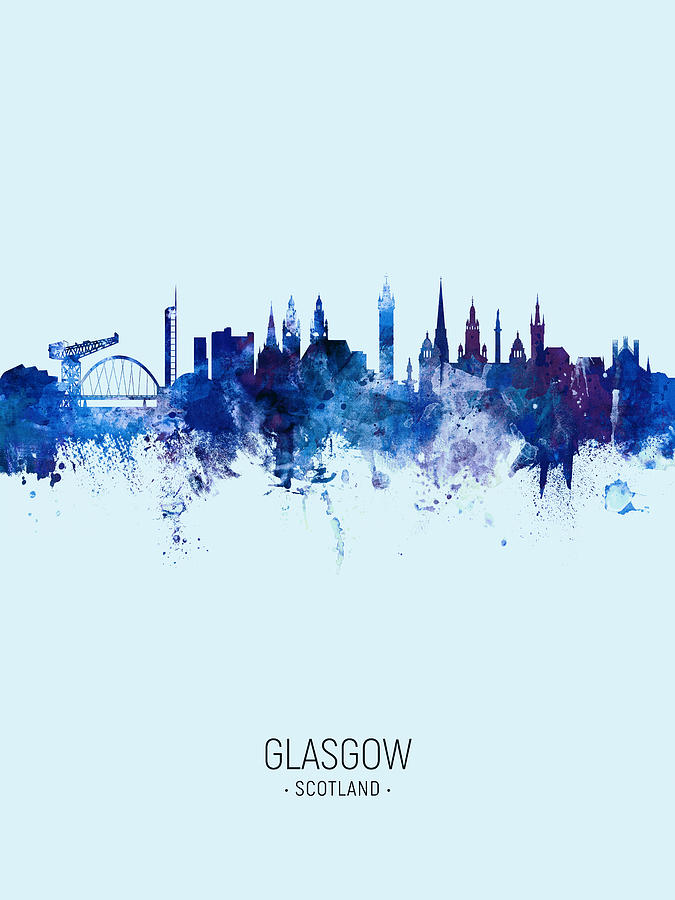 Skyline Digital Art - Glasgow Scotland Skyline #29 by Michael Tompsett