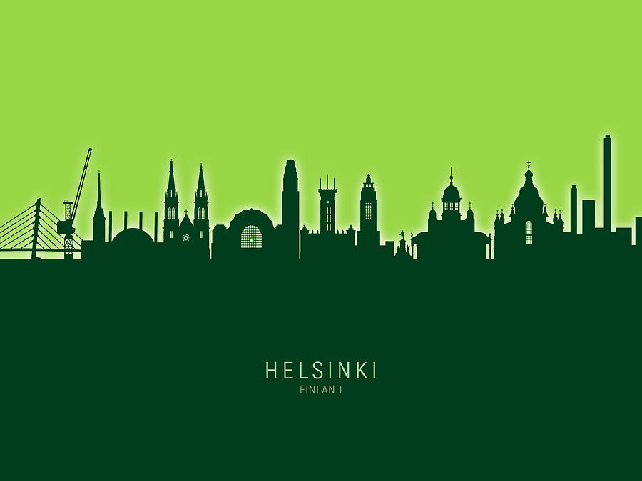 Helsinki Finland Skyline #29 Digital Art by Michael Tompsett