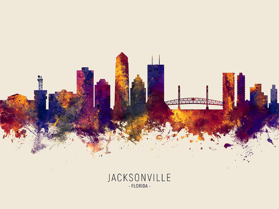 Jacksonville Digital Art - Jacksonville Florida Skyline #29 by Michael Tompsett