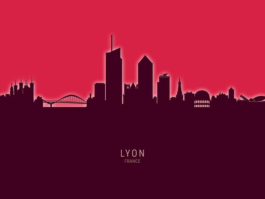 Skyline Digital Art - Lyon France Skyline #29 by Michael Tompsett