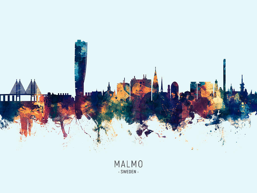 Malmo Sweden Skyline #29 Digital Art by Michael Tompsett