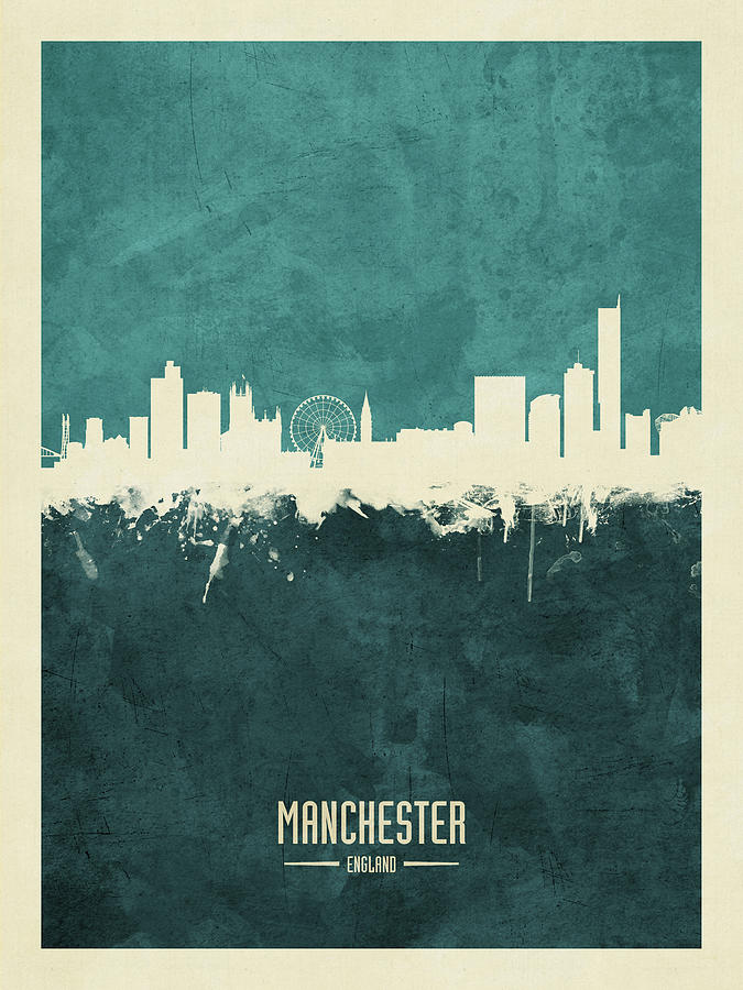 Manchester Skyline Digital Art - Manchester England Skyline #29 by Michael Tompsett