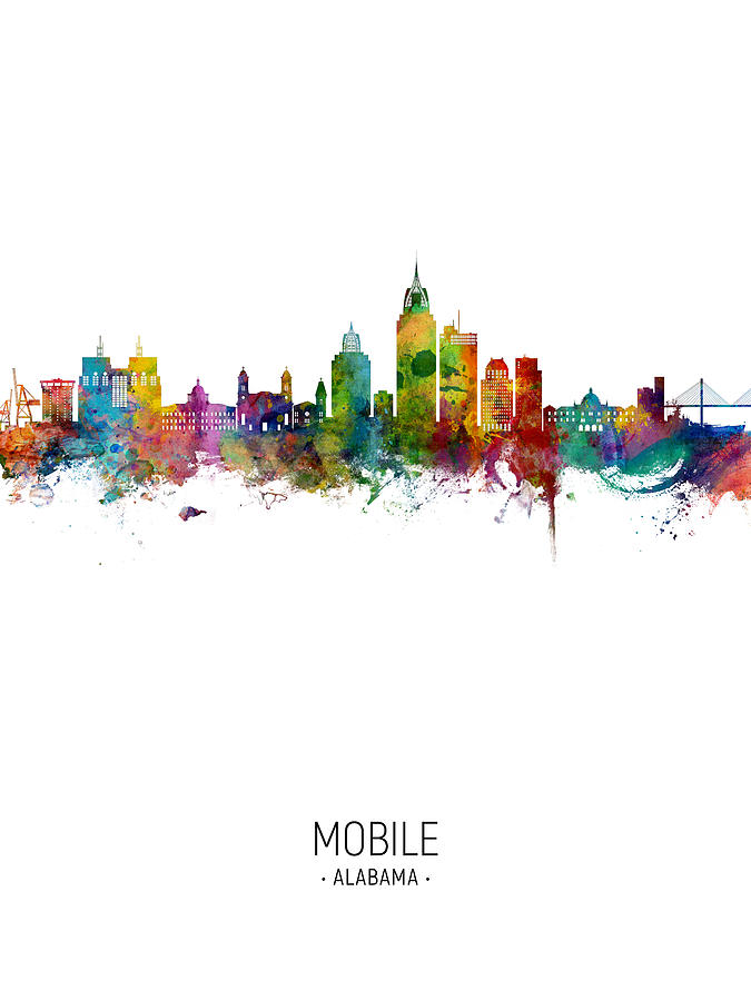 Mobile Skyline Digital Art - Mobile Alabama Skyline #29 by Michael Tompsett