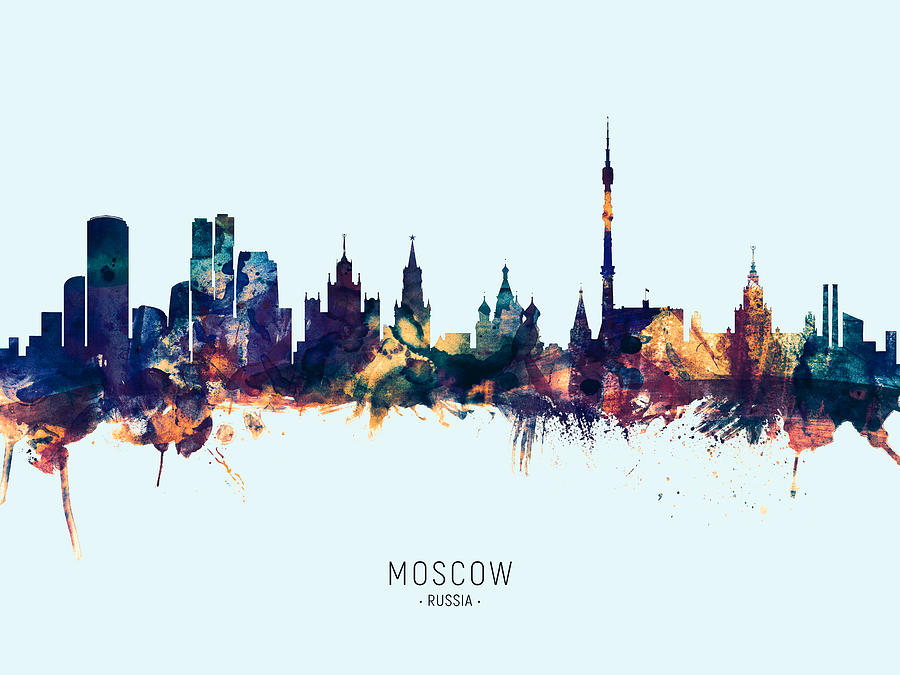 Moscow Digital Art - Moscow Russia Skyline #29 by Michael Tompsett