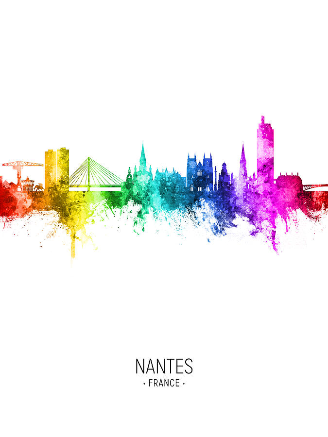 Nantes France Skyline #29 Digital Art by Michael Tompsett