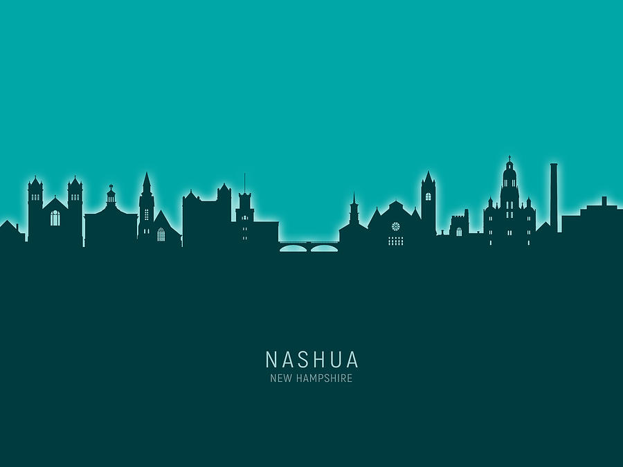 Nashua New Hampshire Skyline Digital Art by Michael Tompsett - Pixels